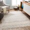 Tiwari Home 6'7" x 9' Distressed Finish Geometric Pattern Beige and Denim Blue Rectangular Area Rug